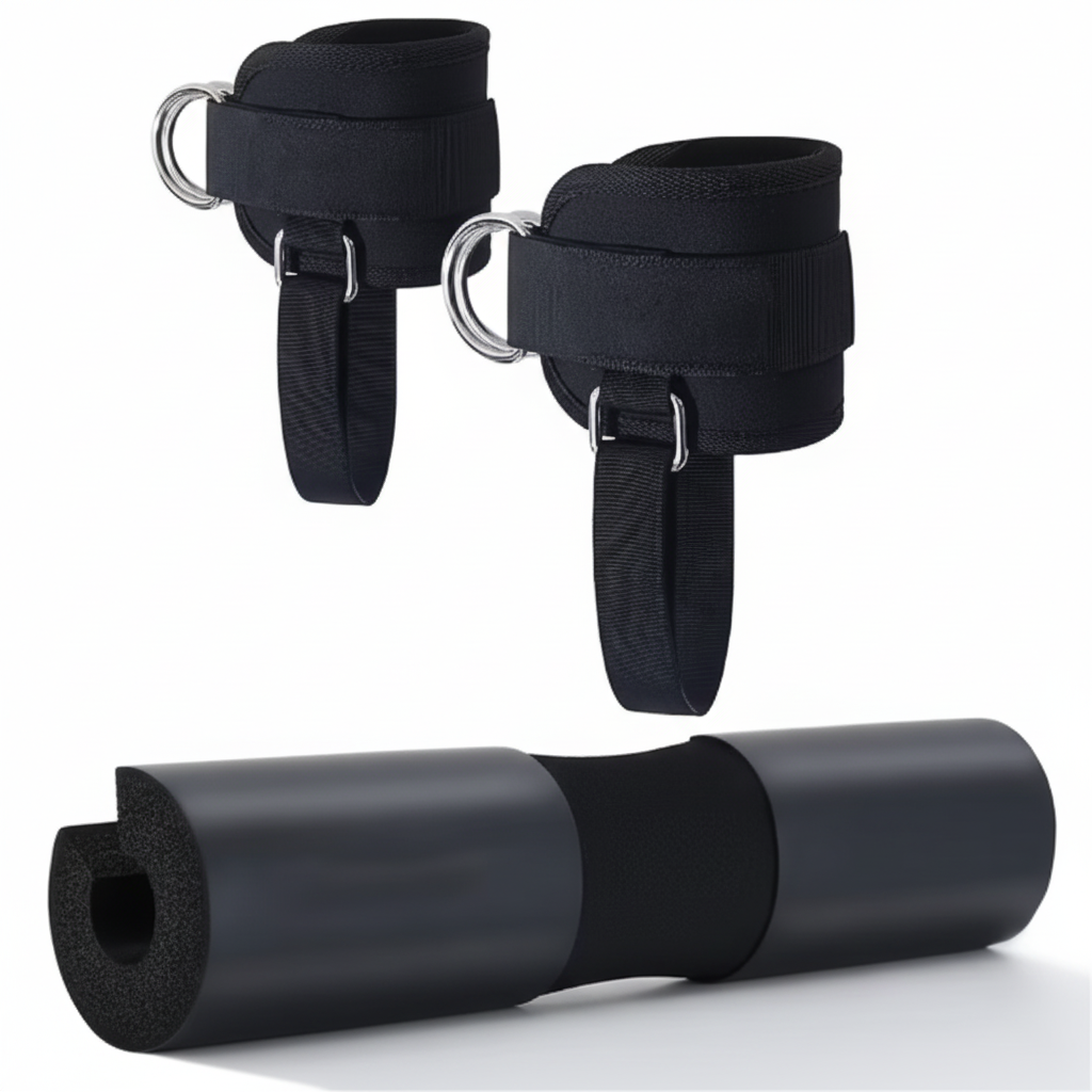 Black Squat Pad with Ankle Straps
