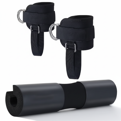 Black Squat Pad with Ankle Straps