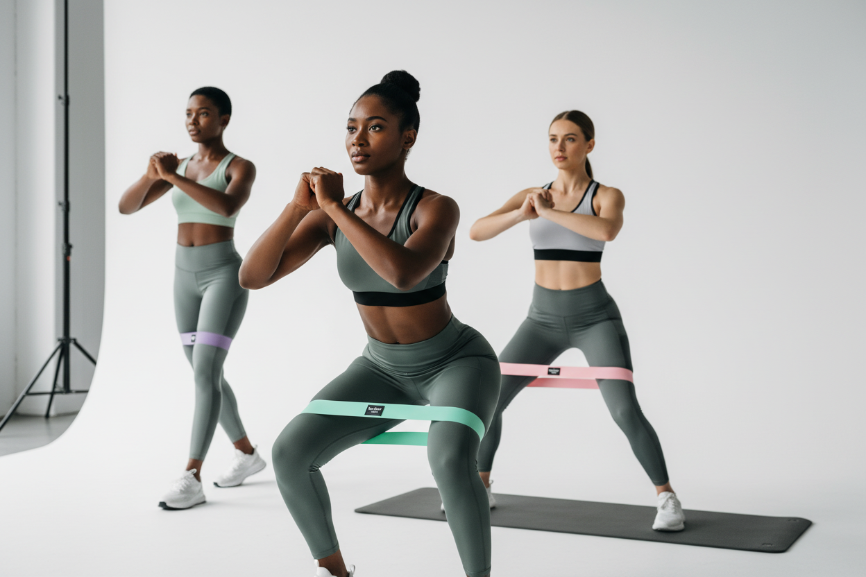 Diverse South African women demonstrating resistance bands