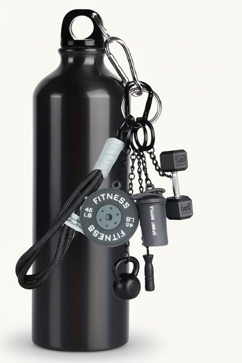 Fitness Keychain on Water Bottle