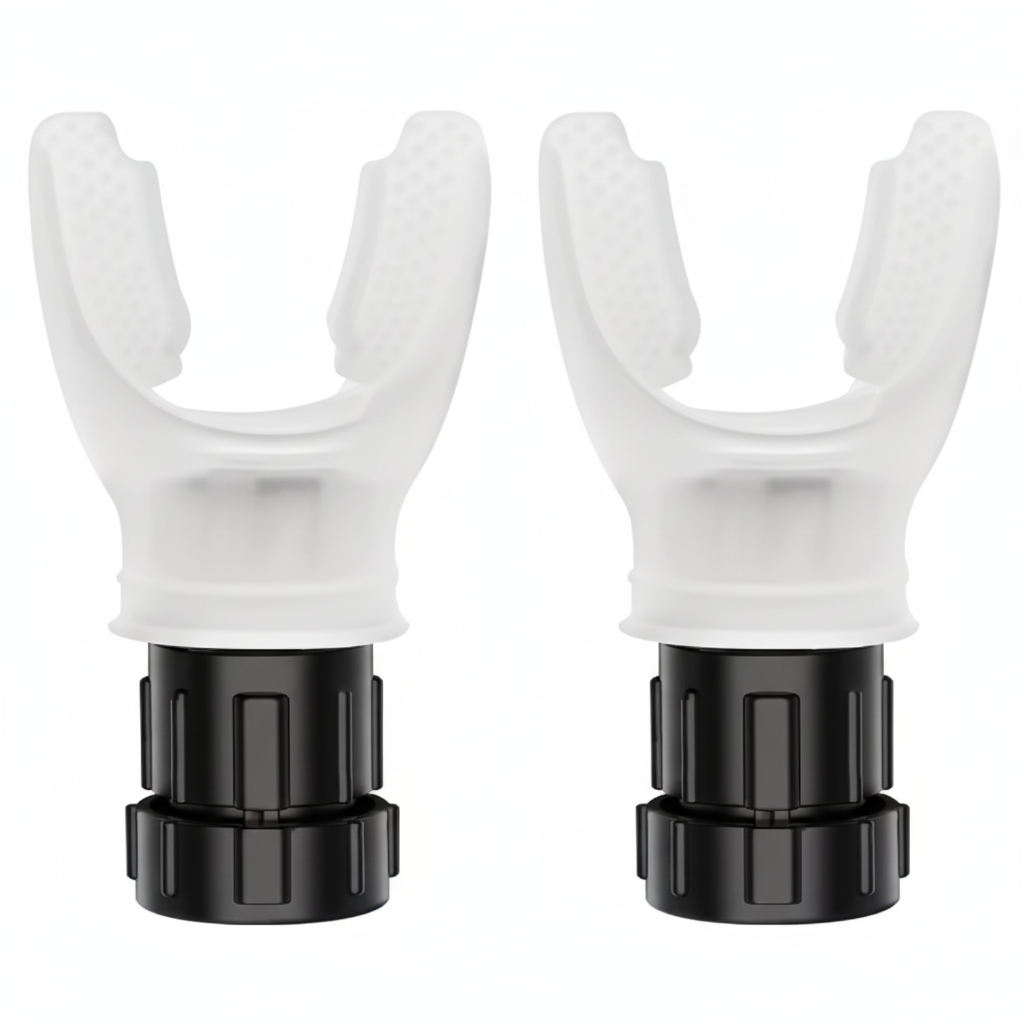 Two white breathing exercise devices - high quality product photo