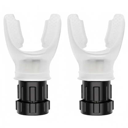 Two white breathing exercise devices - high quality product photo